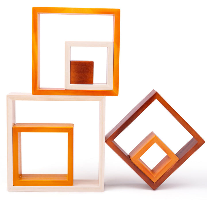 Natural Wooden stacking squares by Bigjigs Toys US