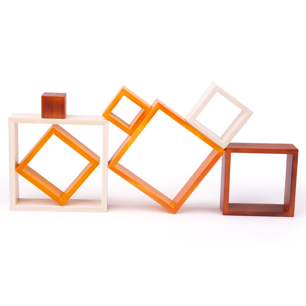 Natural Wooden stacking squares by Bigjigs Toys US