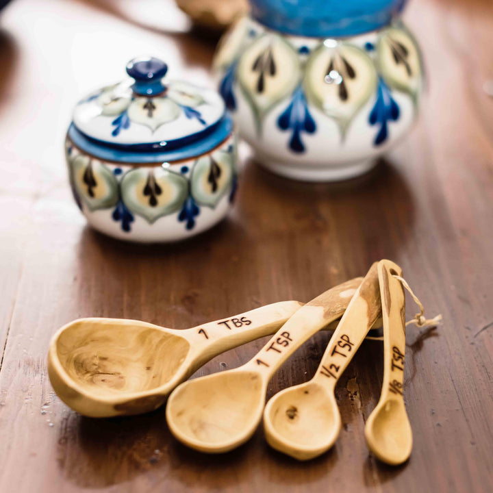Hand Carved Wood Measuring Spoon Set by Upavim Crafts