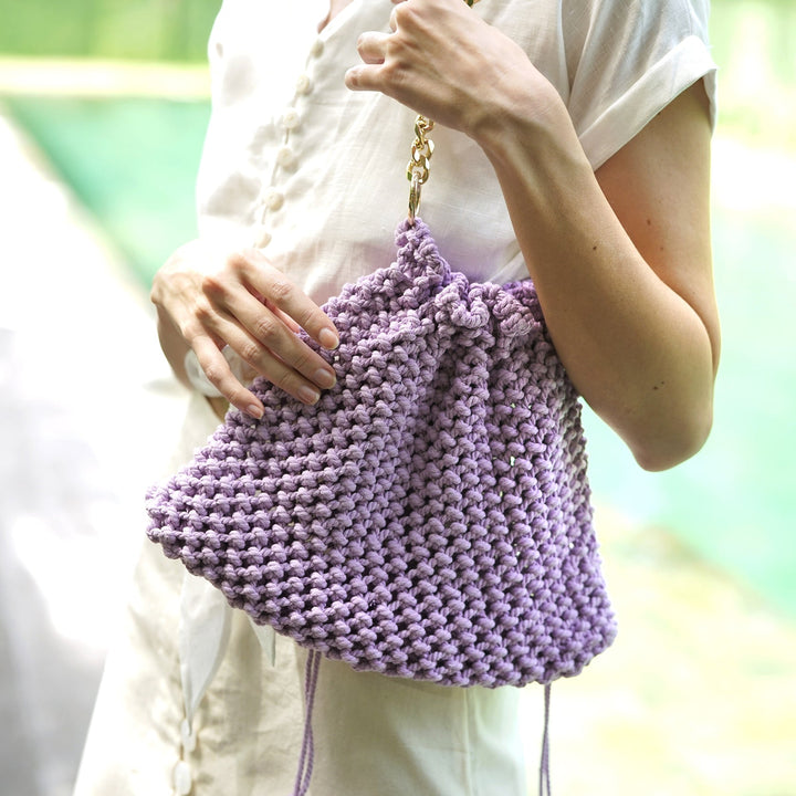 LYON Macrame Tote Bag, in Lilac by BrunnaCo