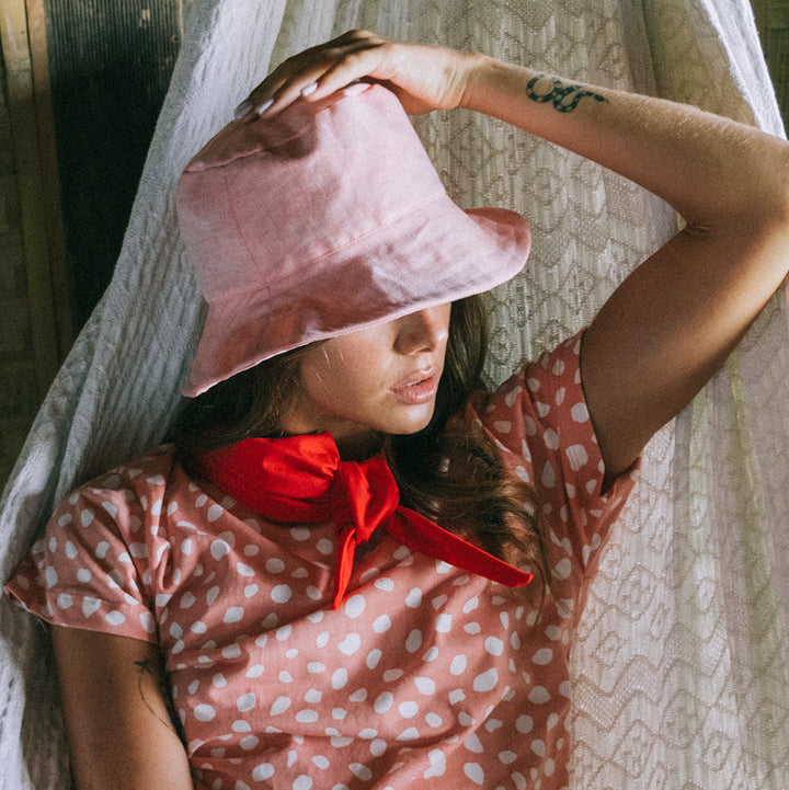 WATU Seaside Linen Bucket Hat, in Salt Pink by BrunnaCo