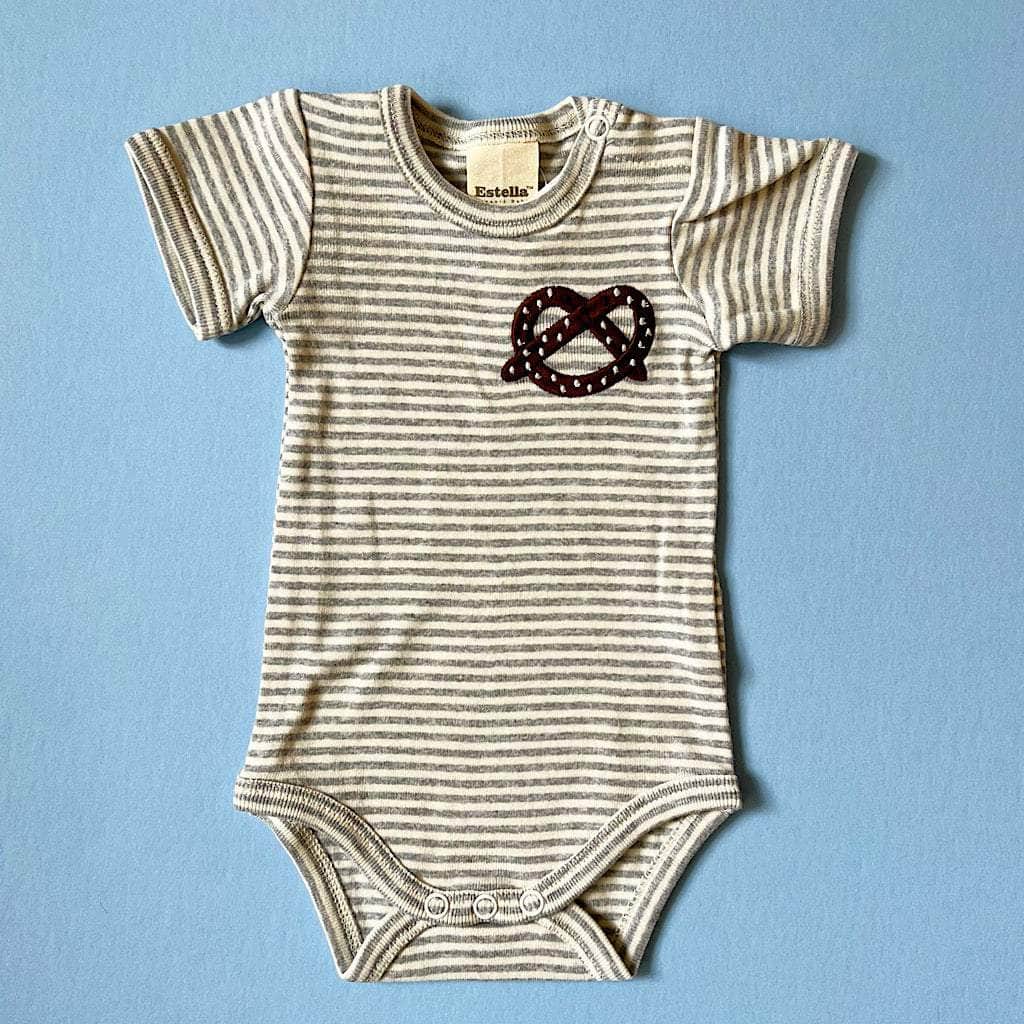 Pretzel Embroidered Organic Cotton Baby Bodysuit by Estella