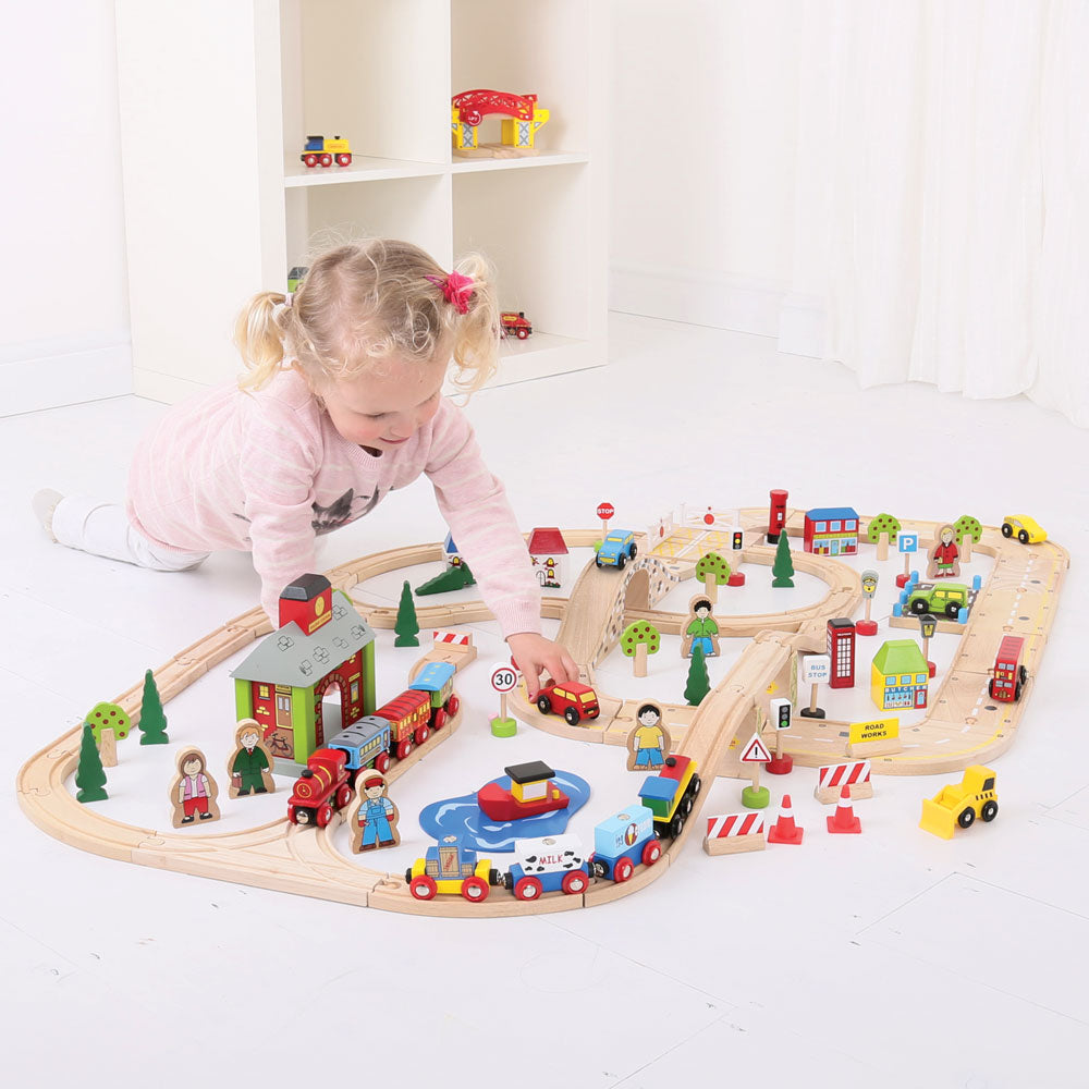 City Road and Railway Set by Bigjigs Toys US
